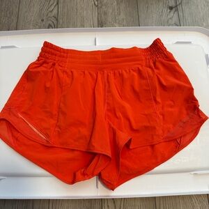 Lululemon Bright Orange/Coral Hotty Hot Shorts